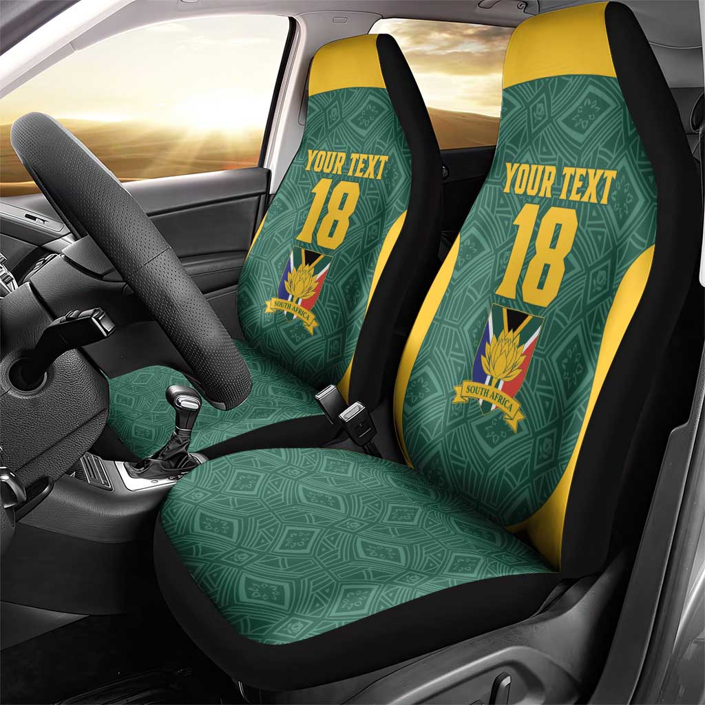 Custom South Africa Soccer Car Seat Cover Bafana Bafana Spirit African Pattern - African Pride