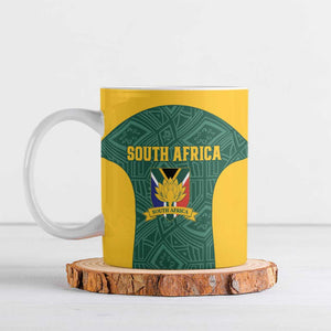 Custom South Africa Soccer Ceramic Mug Bafana Bafana Spirit African Pattern - African Pride