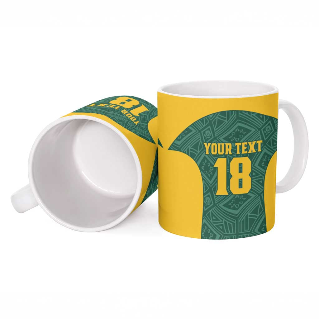 Custom South Africa Soccer Ceramic Mug Bafana Bafana Spirit African Pattern - African Pride