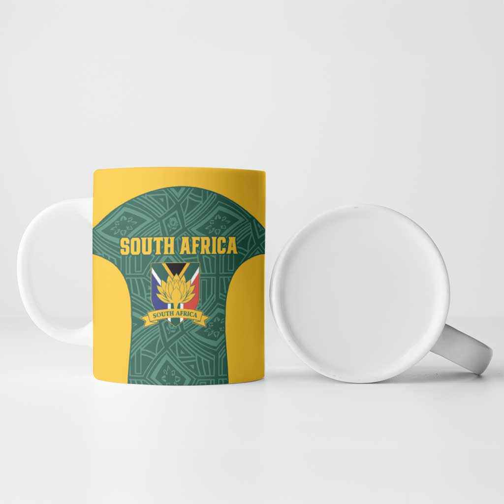 Custom South Africa Soccer Ceramic Mug Bafana Bafana Spirit African Pattern - African Pride