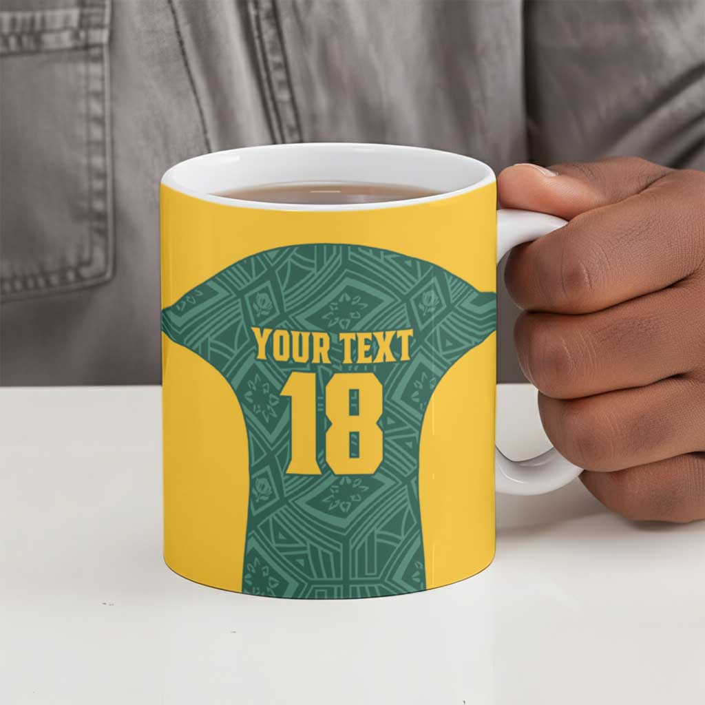 Custom South Africa Soccer Ceramic Mug Bafana Bafana Spirit African Pattern - African Pride