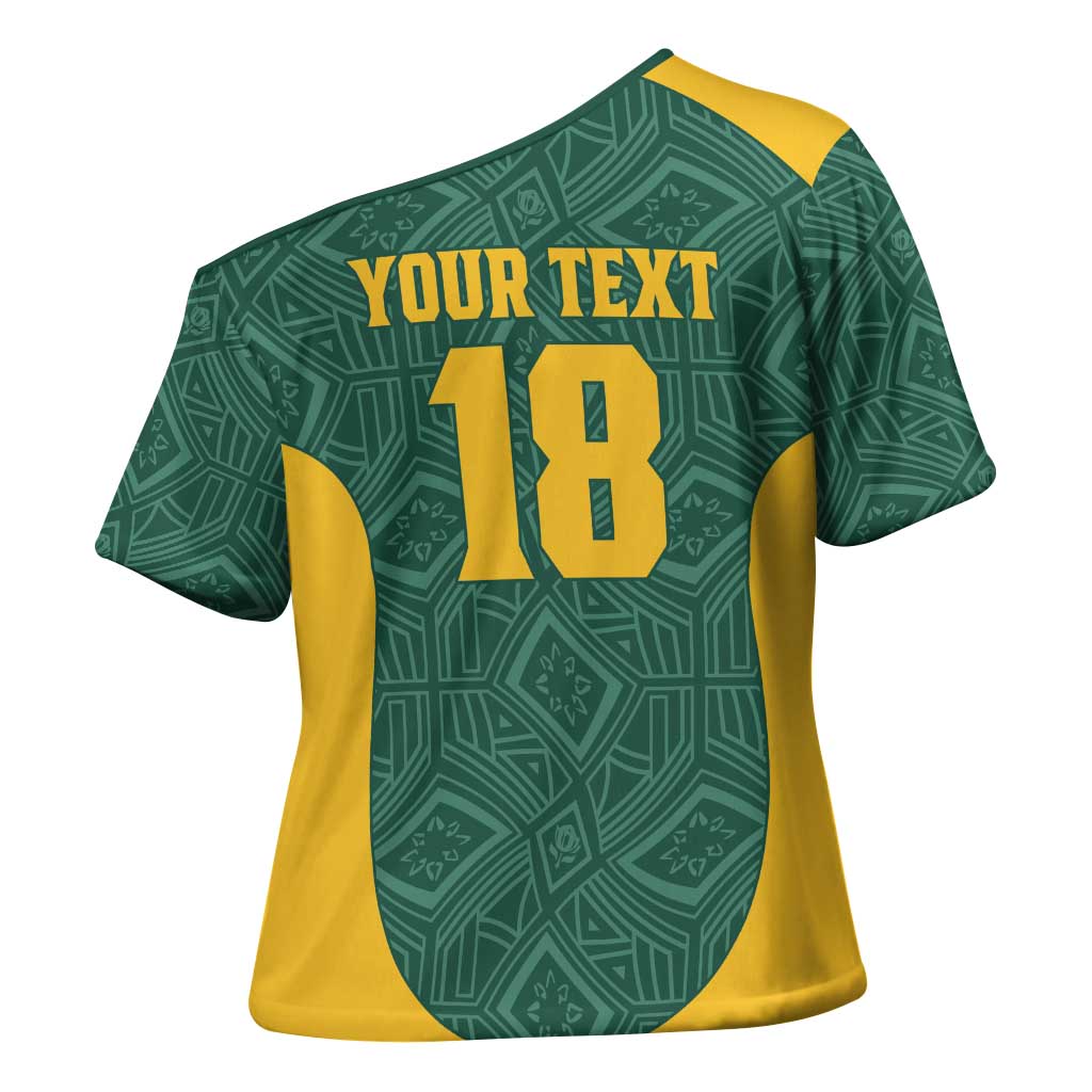 Custom South Africa Soccer Cross Shoulder Shirt Bafana Bafana Spirit African Pattern - African Pride
