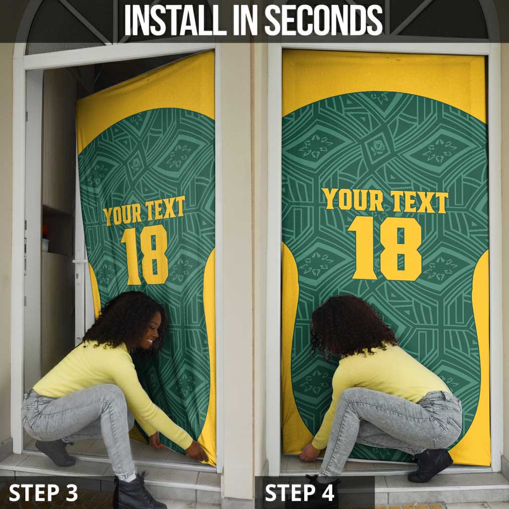 Custom South Africa Soccer Door Cover Bafana Bafana Spirit African Pattern - African Pride