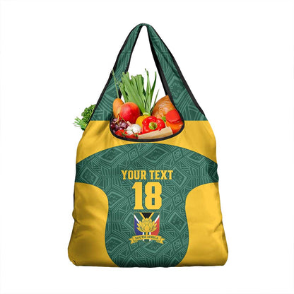 Custom South Africa Soccer Grocery Bag Bafana Bafana Spirit African Pattern - African Pride