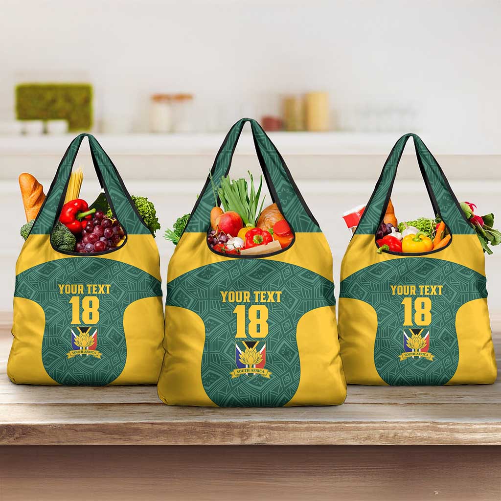 Custom South Africa Soccer Grocery Bag Bafana Bafana Spirit African Pattern - African Pride