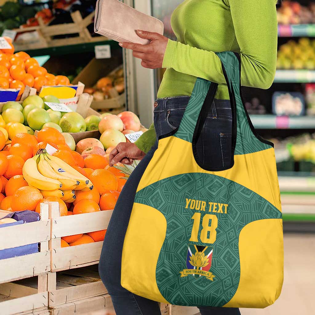 Custom South Africa Soccer Grocery Bag Bafana Bafana Spirit African Pattern - African Pride