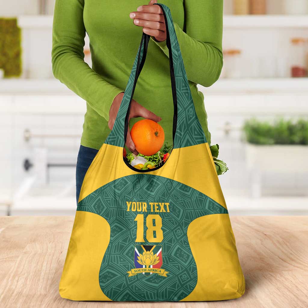 Custom South Africa Soccer Grocery Bag Bafana Bafana Spirit African Pattern - African Pride