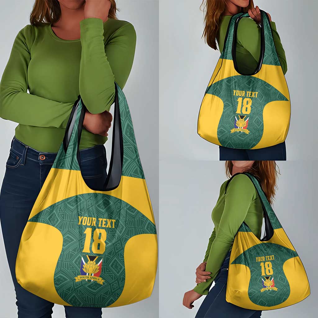 Custom South Africa Soccer Grocery Bag Bafana Bafana Spirit African Pattern - African Pride