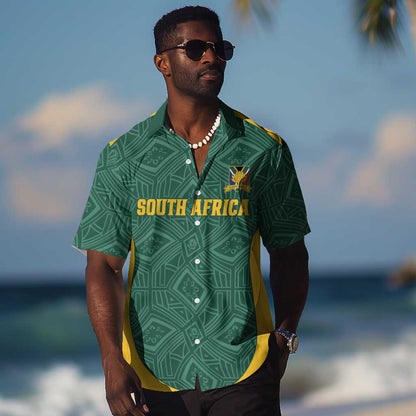Custom South Africa Soccer Hawaiian Shirt Bafana Bafana Spirit African Pattern - African Pride