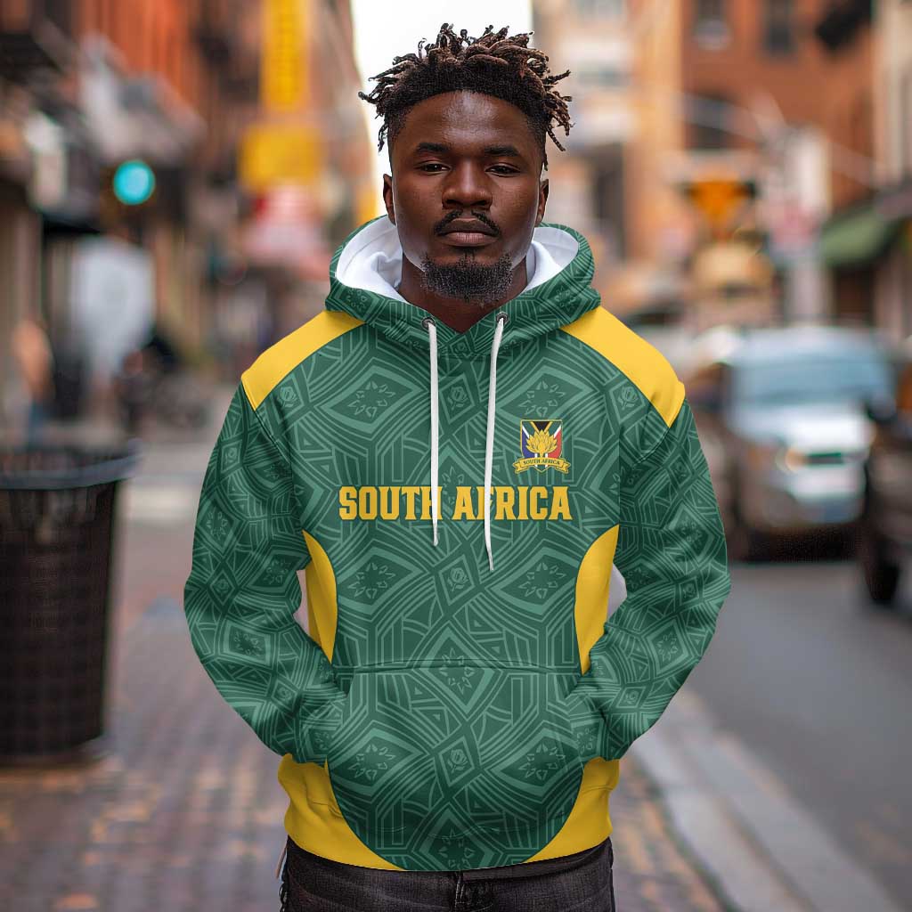 Custom South Africa Soccer Hoodie Bafana Bafana Spirit African Pattern - African Pride