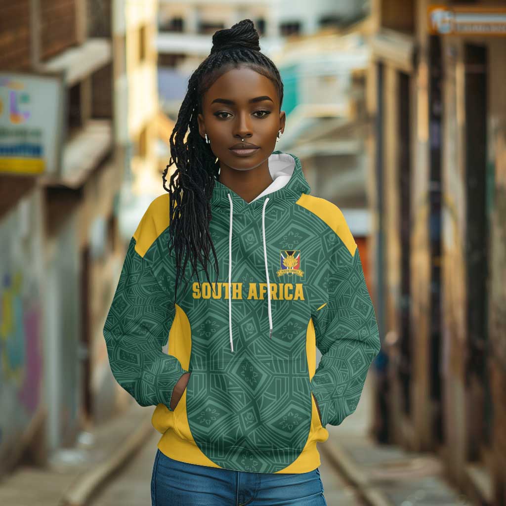 Custom South Africa Soccer Hoodie Bafana Bafana Spirit African Pattern - African Pride