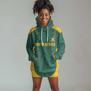 Custom South Africa Soccer Hoodie Dress Bafana Bafana Spirit African Pattern - African Pride