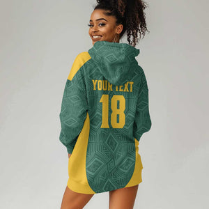 Custom South Africa Soccer Hoodie Dress Bafana Bafana Spirit African Pattern - African Pride
