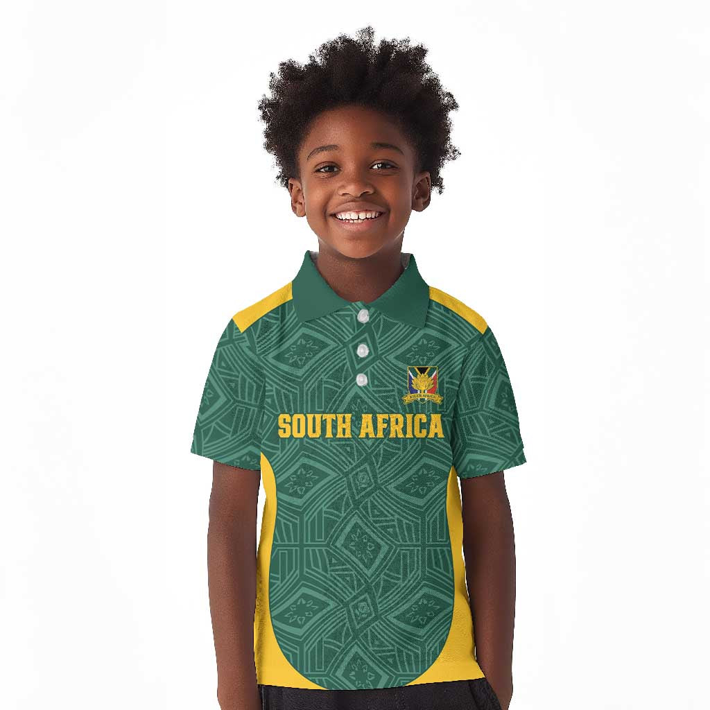 Custom South Africa Soccer Kid Polo Shirt Bafana Bafana Spirit African Pattern - African Pride