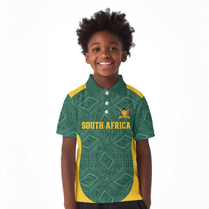 Custom South Africa Soccer Kid Polo Shirt Bafana Bafana Spirit African Pattern - African Pride
