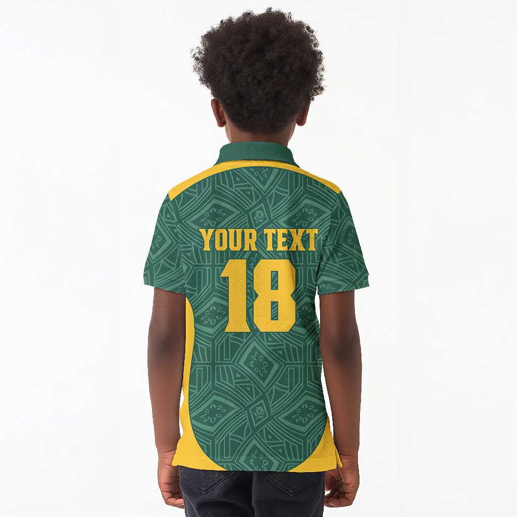 Custom South Africa Soccer Kid Polo Shirt Bafana Bafana Spirit African Pattern - African Pride