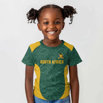 Custom South Africa Soccer Kid T shirt Bafana Bafana Spirit African Pattern - African Pride