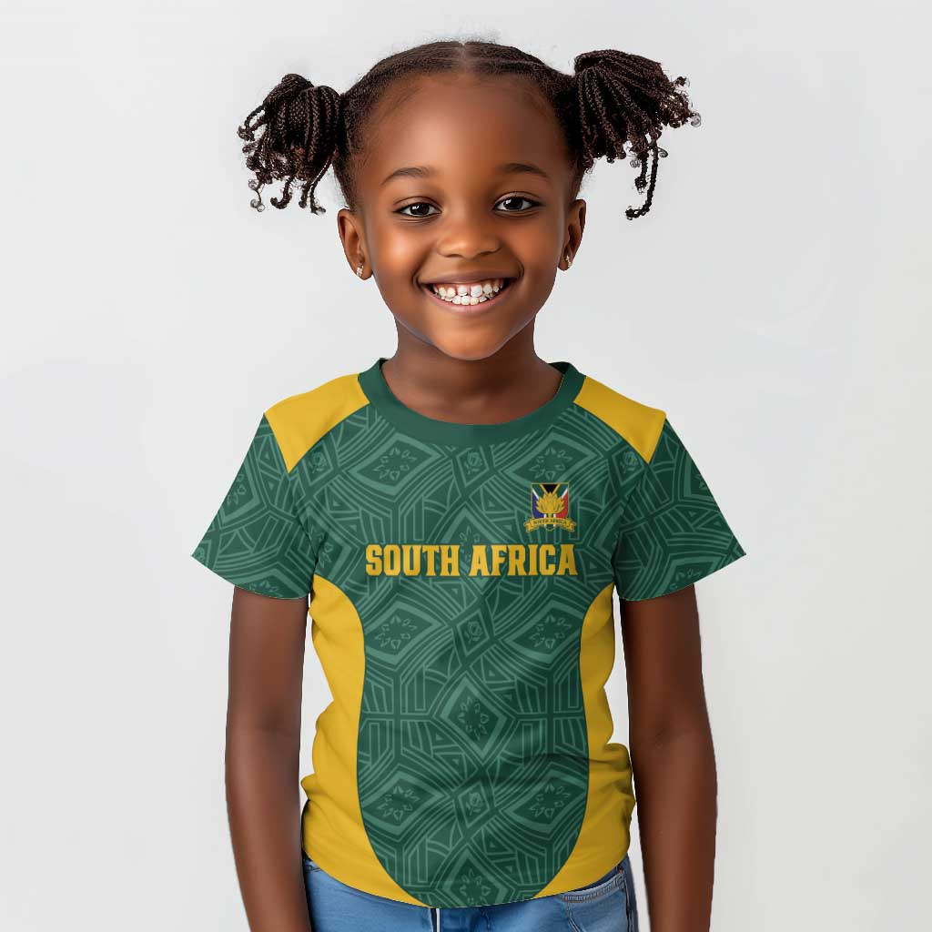 Custom South Africa Soccer Kid T shirt Bafana Bafana Spirit African Pattern - African Pride