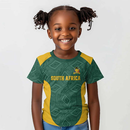 Custom South Africa Soccer Kid T shirt Bafana Bafana Spirit African Pattern - African Pride
