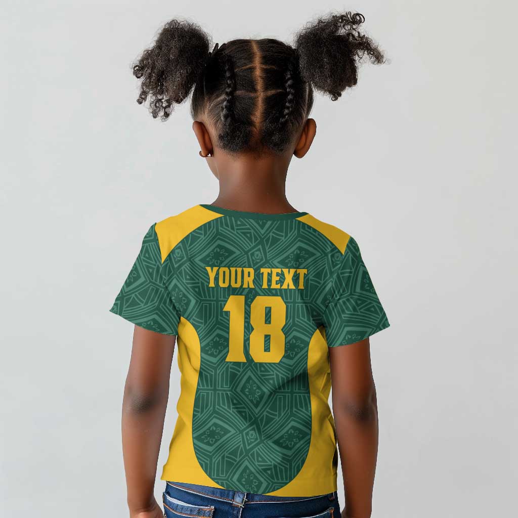 Custom South Africa Soccer Kid T shirt Bafana Bafana Spirit African Pattern - African Pride