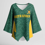 Custom South Africa Soccer Kimono Sleeve Blouse Bafana Bafana Spirit African Pattern - African Pride
