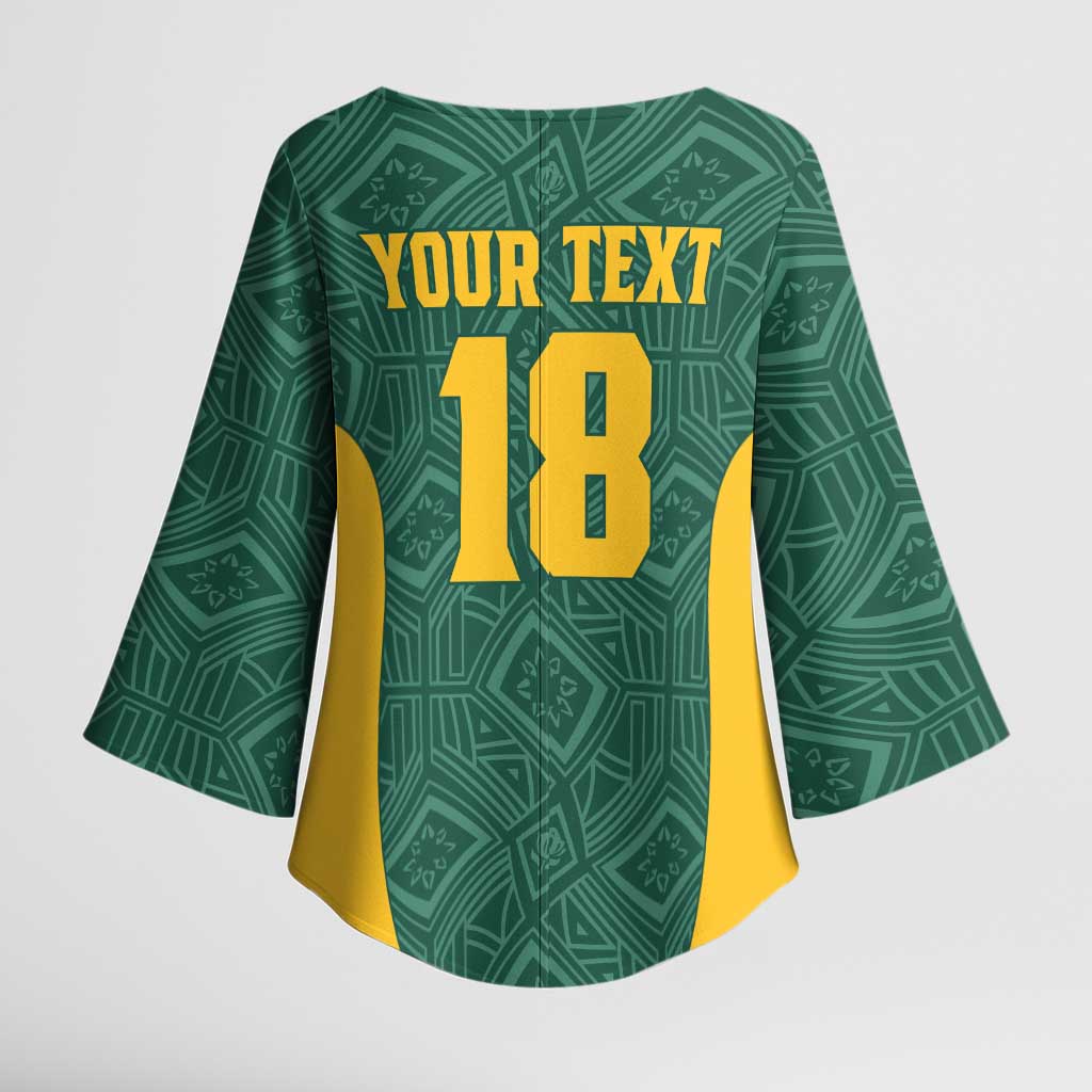 Custom South Africa Soccer Kimono Sleeve Blouse Bafana Bafana Spirit African Pattern - African Pride