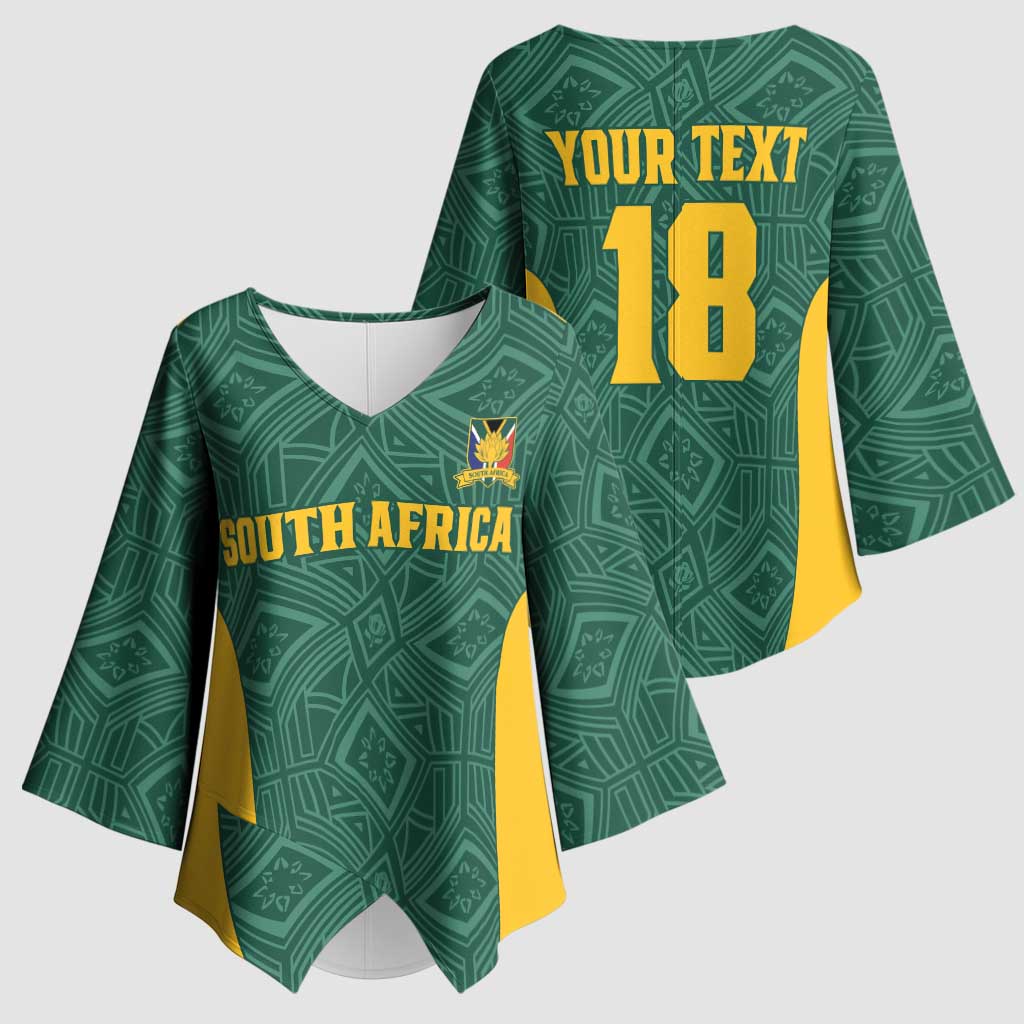 Custom South Africa Soccer Kimono Sleeve Blouse Bafana Bafana Spirit African Pattern - African Pride