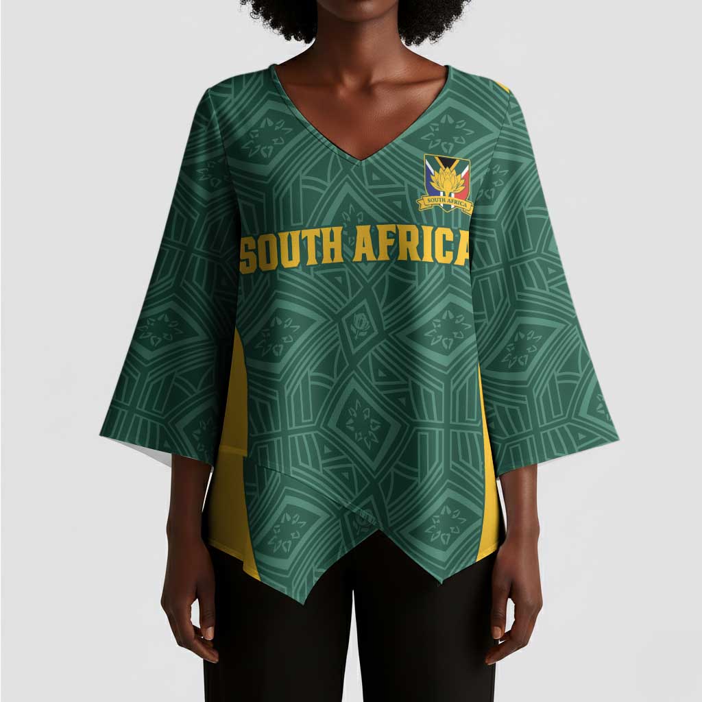 Custom South Africa Soccer Kimono Sleeve Blouse Bafana Bafana Spirit African Pattern - African Pride