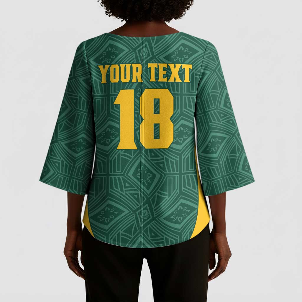 Custom South Africa Soccer Kimono Sleeve Blouse Bafana Bafana Spirit African Pattern - African Pride