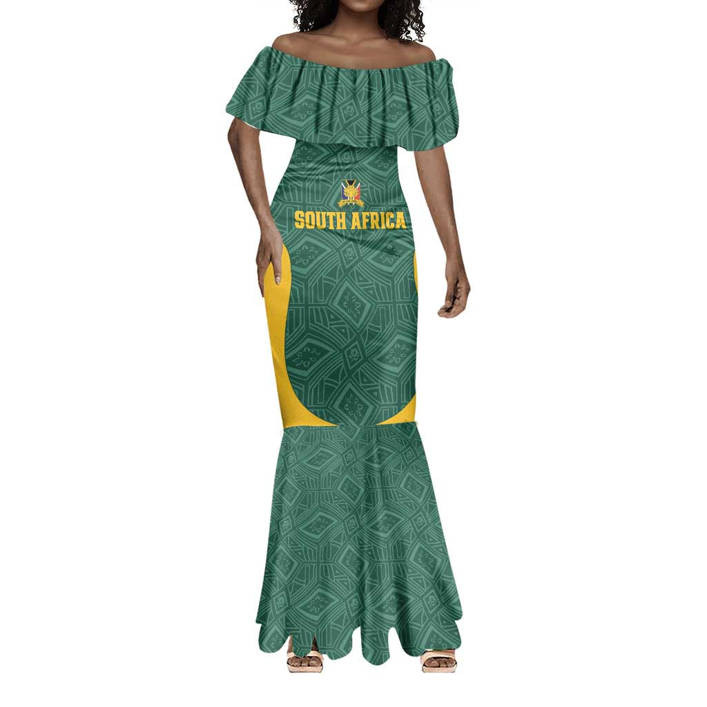 Custom South Africa Soccer Mermaid Dress Bafana Bafana Spirit African Pattern - African Pride