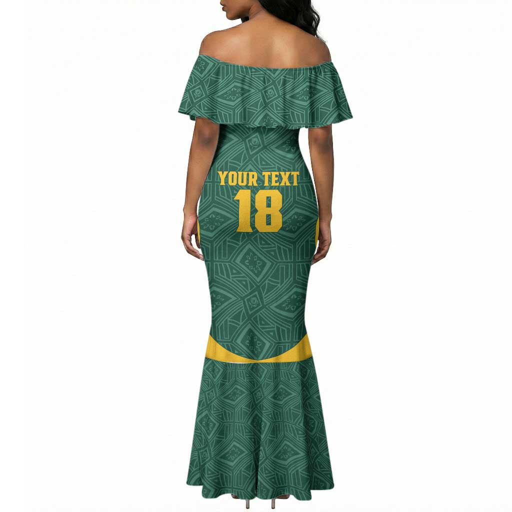 Custom South Africa Soccer Mermaid Dress Bafana Bafana Spirit African Pattern - African Pride