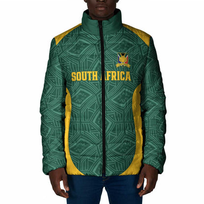 Custom South Africa Soccer Padded Jacket Bafana Bafana Spirit African Pattern - African Pride