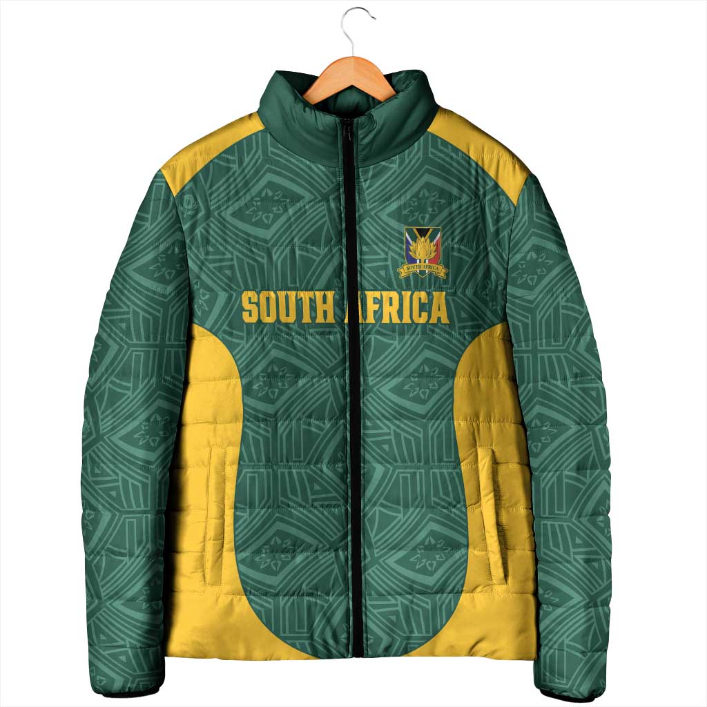 Custom South Africa Soccer Padded Jacket Bafana Bafana Spirit African Pattern - African Pride