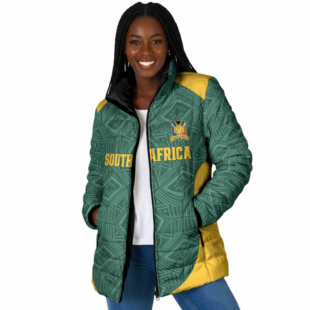 Custom South Africa Soccer Padded Jacket Bafana Bafana Spirit African Pattern - African Pride