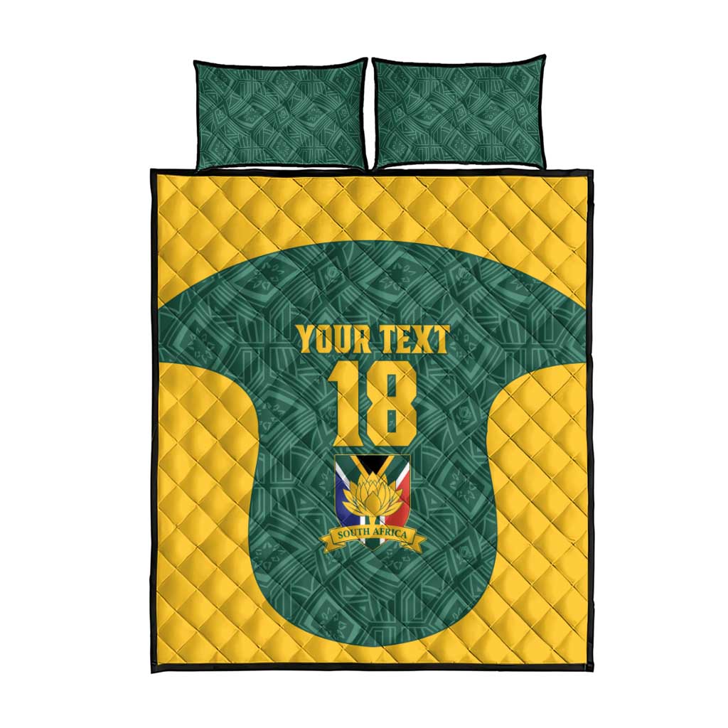 Custom South Africa Soccer Quilt Bed Set Bafana Bafana Spirit African Pattern - African Pride
