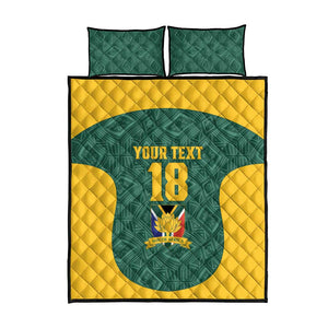 Custom South Africa Soccer Quilt Bed Set Bafana Bafana Spirit African Pattern - African Pride