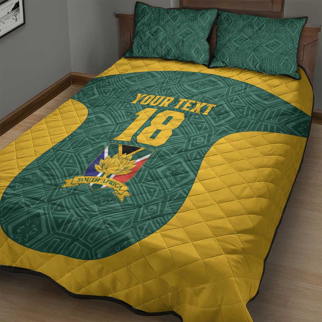 Custom South Africa Soccer Quilt Bed Set Bafana Bafana Spirit African Pattern - African Pride