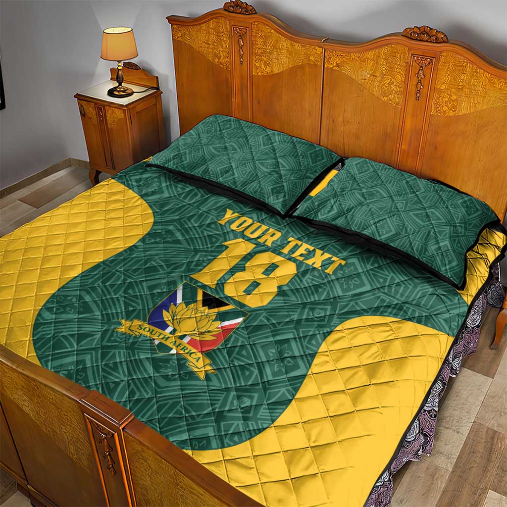Custom South Africa Soccer Quilt Bed Set Bafana Bafana Spirit African Pattern - African Pride