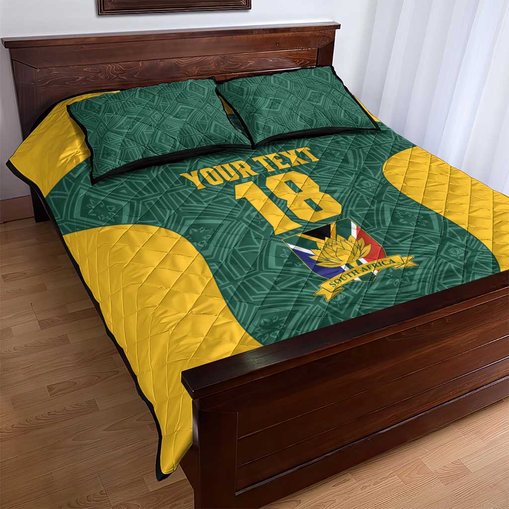 Custom South Africa Soccer Quilt Bed Set Bafana Bafana Spirit African Pattern - African Pride
