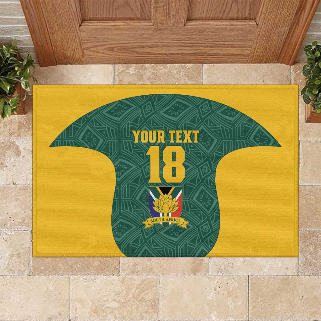 Custom South Africa Soccer Rubber Doormat Bafana Bafana Spirit African Pattern - African Pride