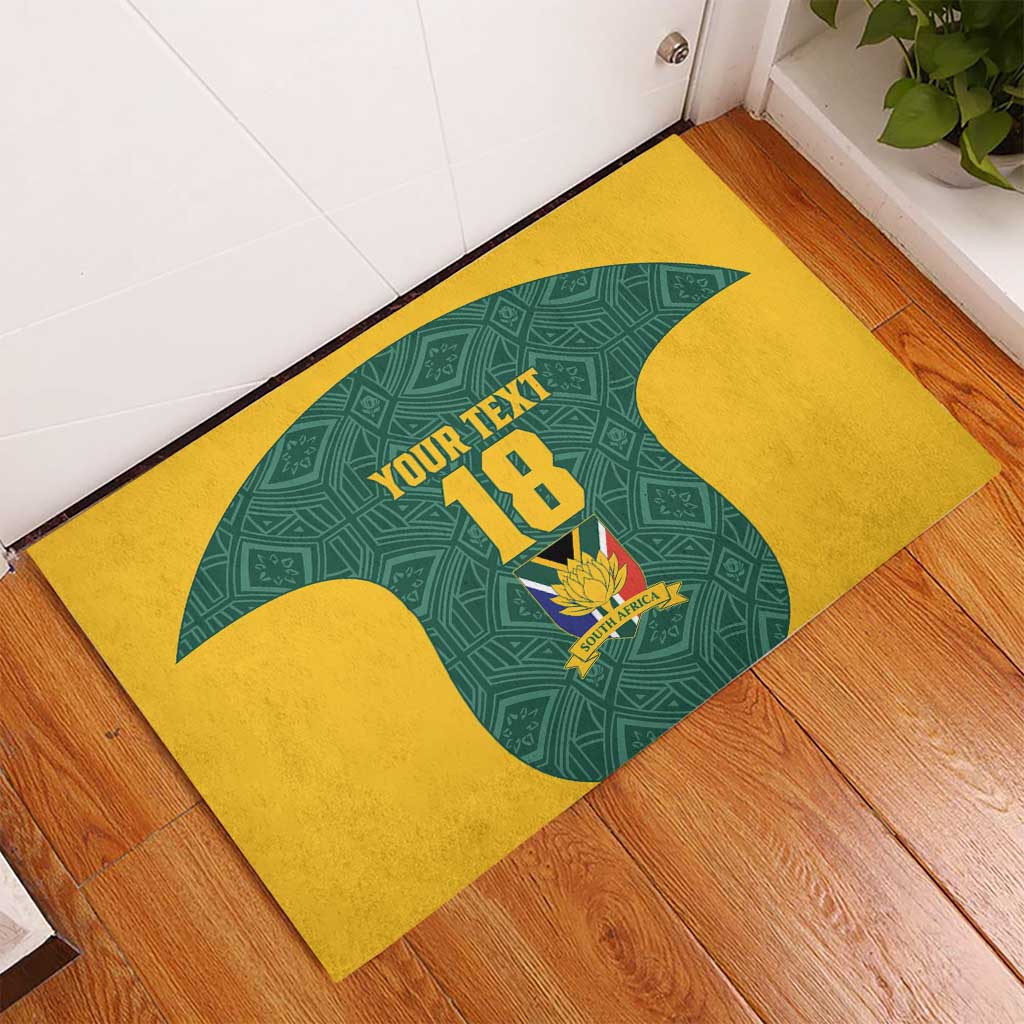 Custom South Africa Soccer Rubber Doormat Bafana Bafana Spirit African Pattern - African Pride