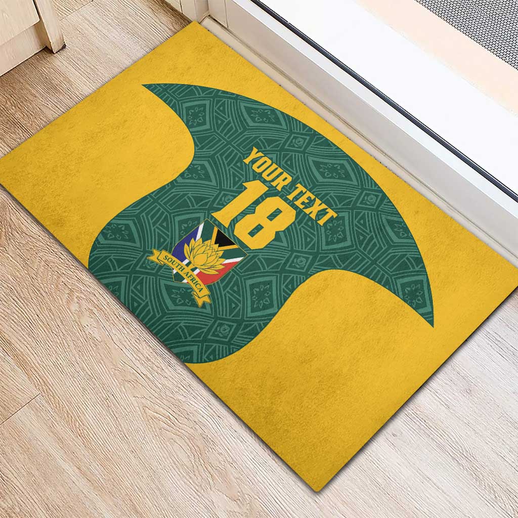 Custom South Africa Soccer Rubber Doormat Bafana Bafana Spirit African Pattern - African Pride