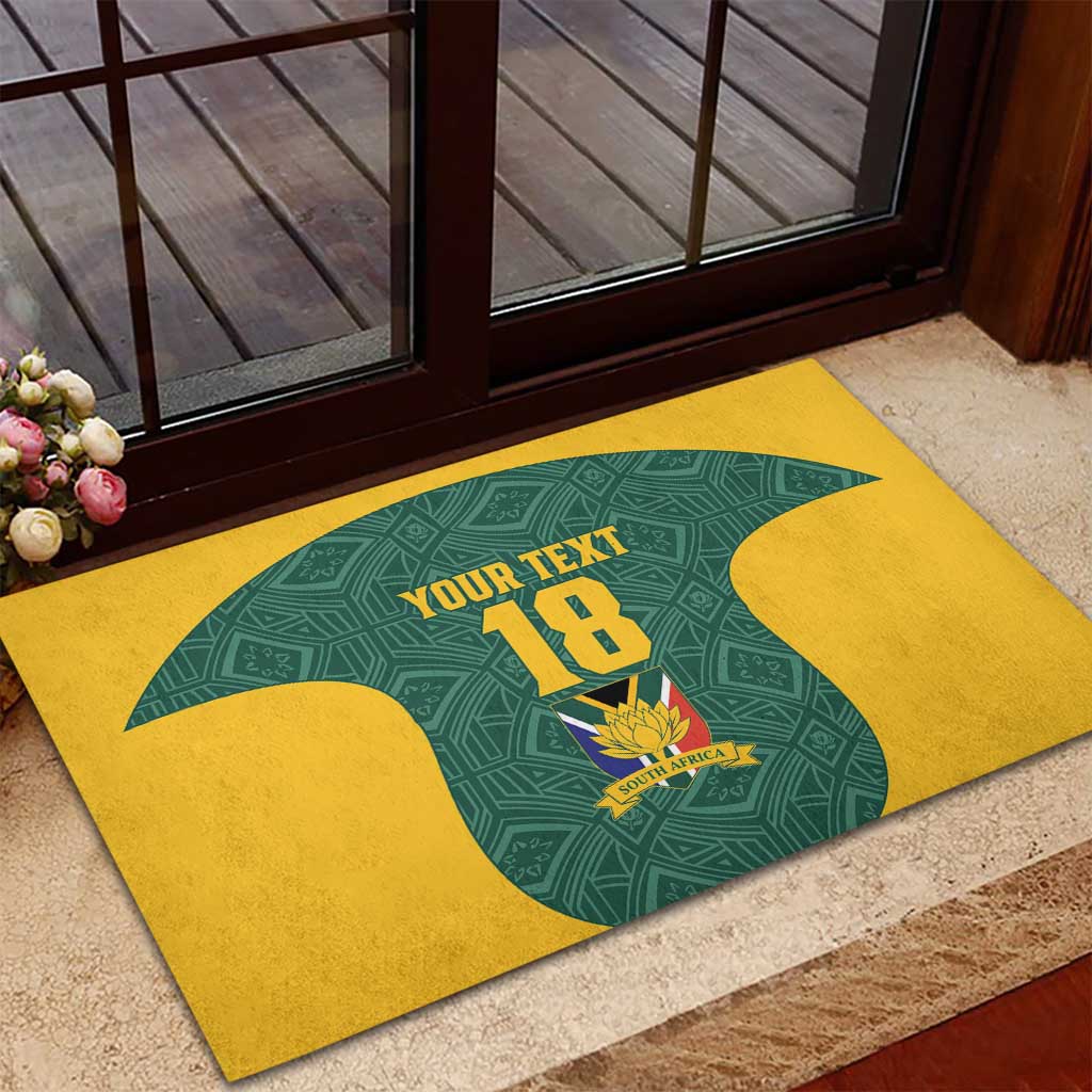 Custom South Africa Soccer Rubber Doormat Bafana Bafana Spirit African Pattern - African Pride