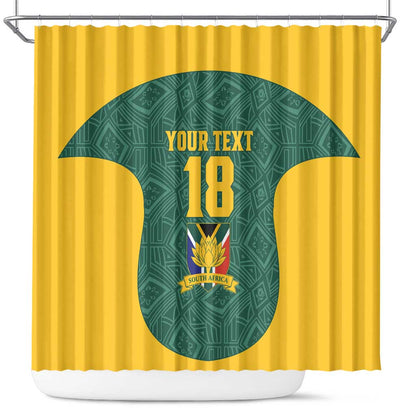 Custom South Africa Soccer Shower Curtain Bafana Bafana Spirit African Pattern - African Pride