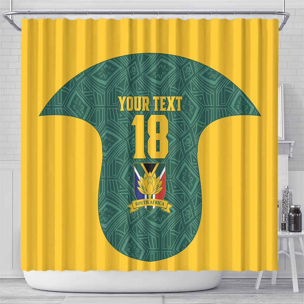 Custom South Africa Soccer Shower Curtain Bafana Bafana Spirit African Pattern - African Pride