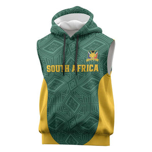 Custom South Africa Soccer Sleeveless Hoodie Bafana Bafana Spirit African Pattern - African Pride