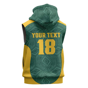 Custom South Africa Soccer Sleeveless Hoodie Bafana Bafana Spirit African Pattern - African Pride