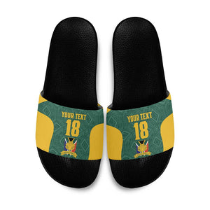 Custom South Africa Soccer Slide Sandals Bafana Bafana Spirit African Pattern - African Pride