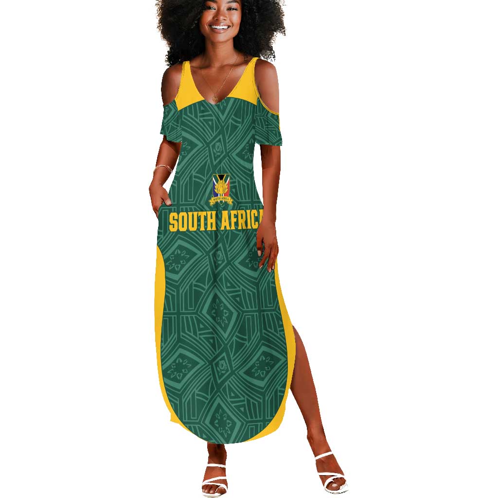Custom South Africa Soccer Summer Maxi Dress Bafana Bafana Spirit African Pattern - African Pride
