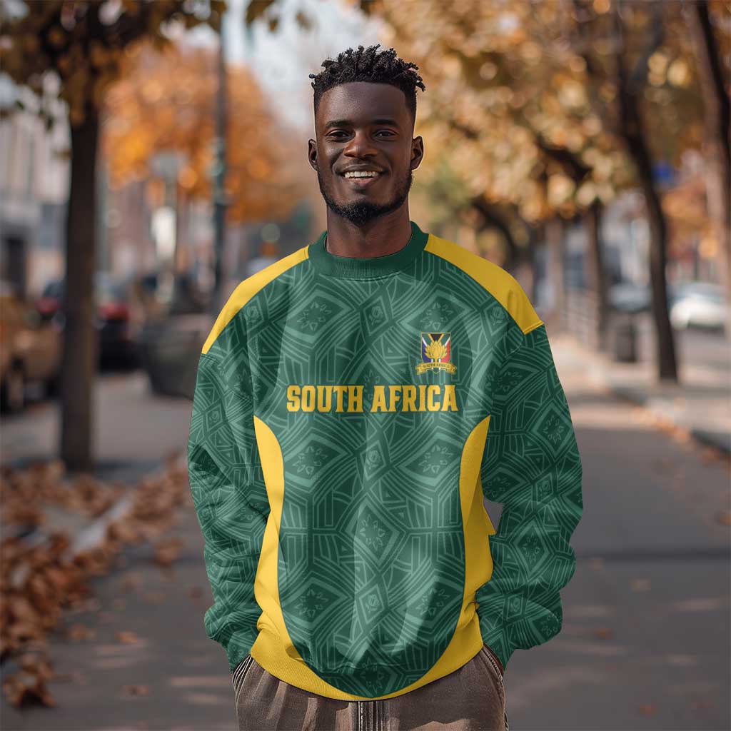 Custom South Africa Soccer Sweatshirt Bafana Bafana Spirit African Pattern - African Pride